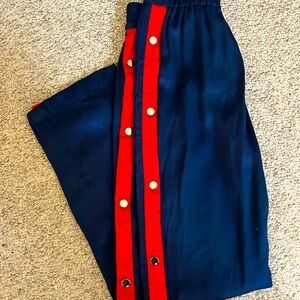 TOPSHOP NORDSTROM SIZE 6 NAVY AND RED STRIPE GOLD SNAPS TROUSER PANTS